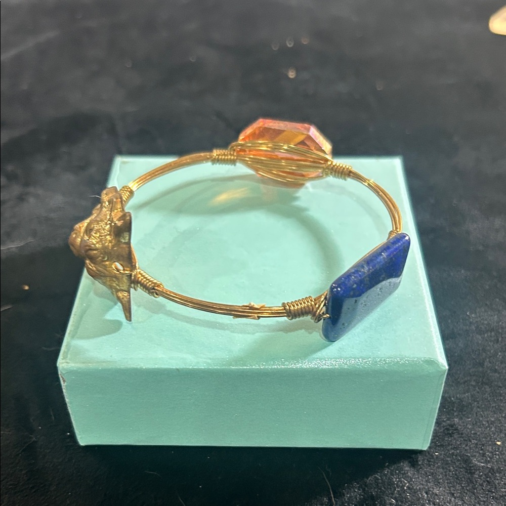 Lapis stone lions head bracelet